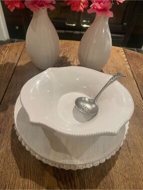 Mud Pie “Lets Salsa” White Decorative Ceramic Serving Bowl